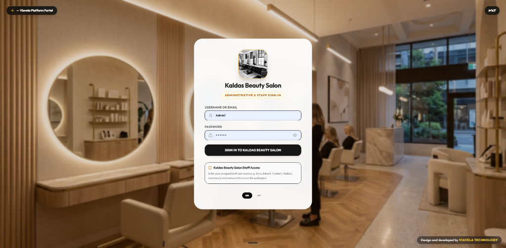 Kaldas Beauty Salon administrative portal
